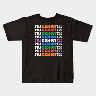 Colorful Gay Pride LGBT June Month Pride Month Demon Kids T-Shirt